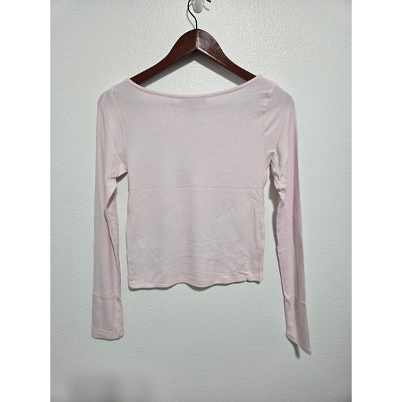 Streetwear Society Pink Ribbed Long Sleeve Crop Top Shirt Women's - Size XS - Picture 5 of 6